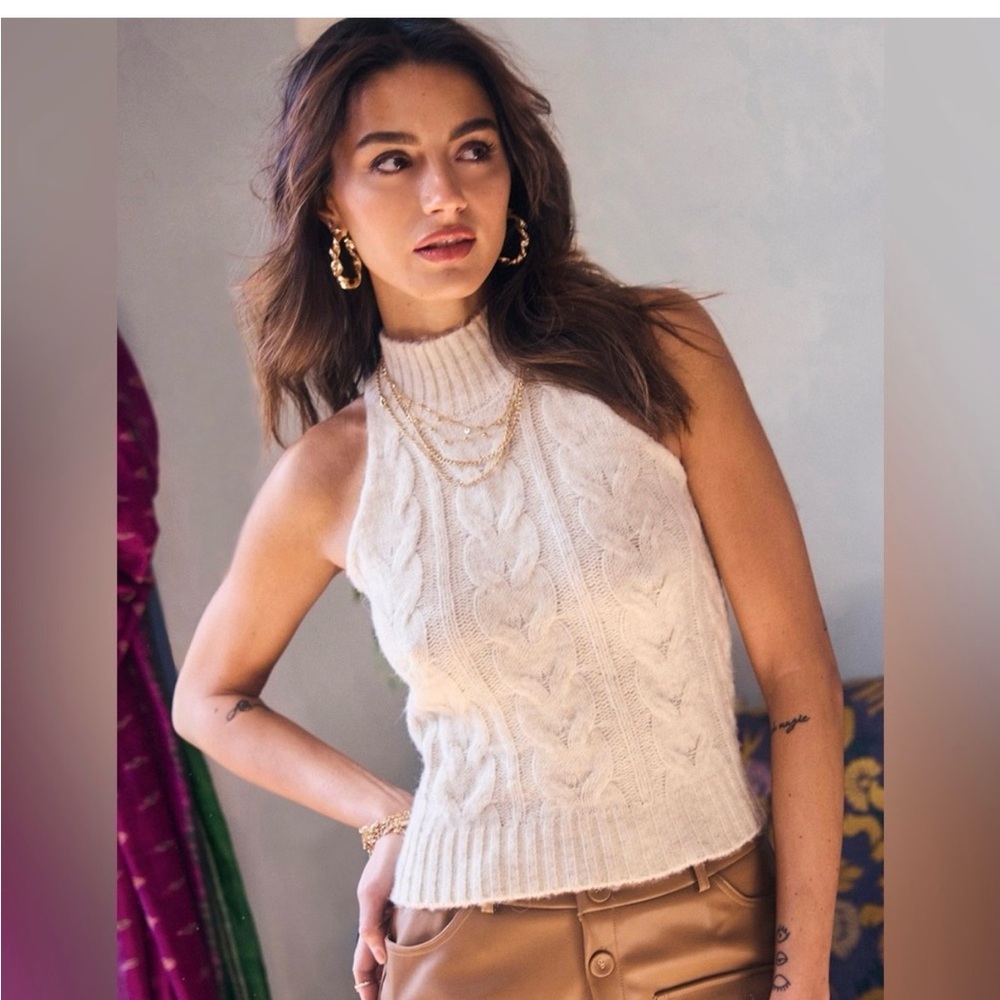 Heartloom Cream Cable Knit Sleeveless Top